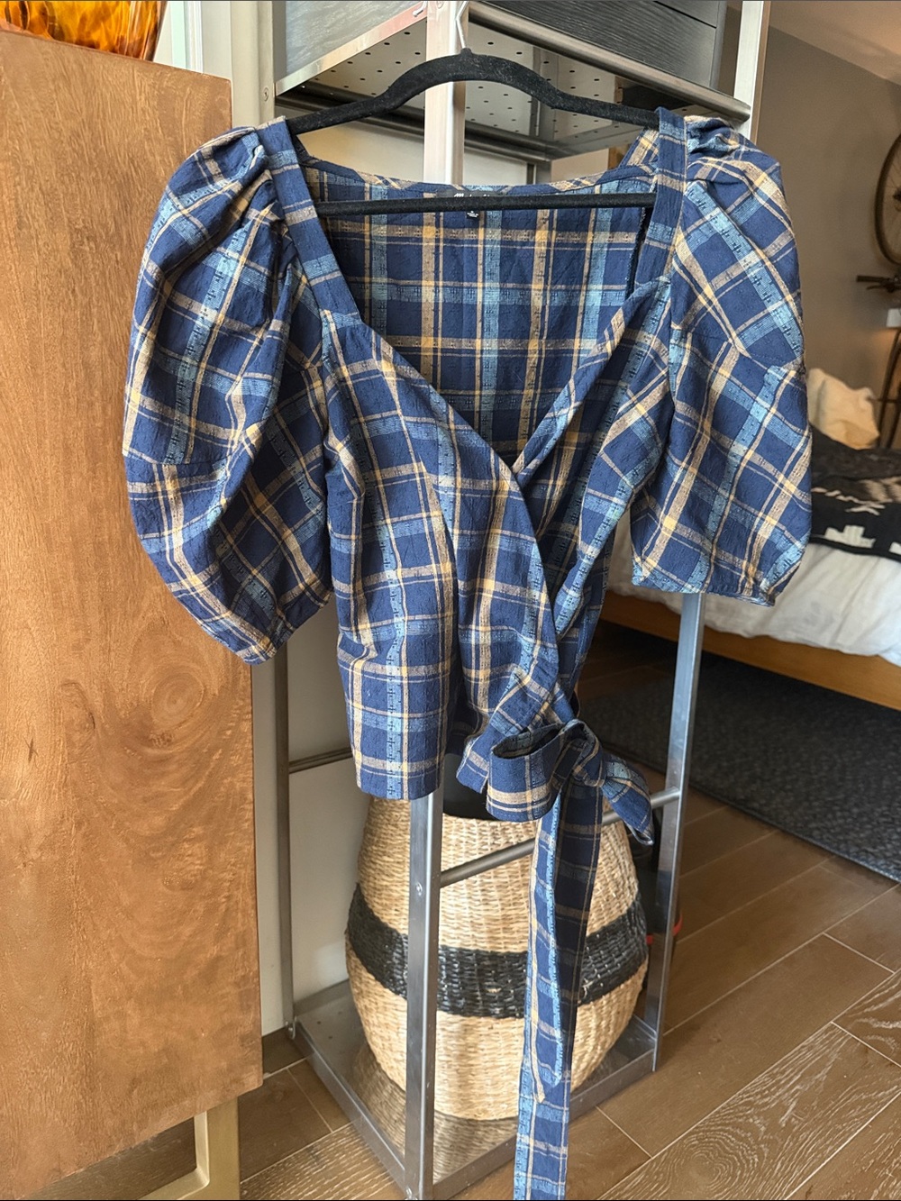 Madewell Madras Plaid Wrap Top
